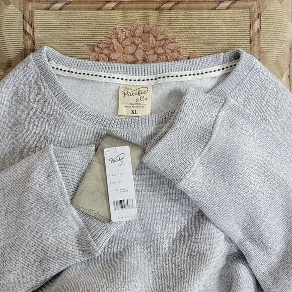 Pacific & Co Sweatshirt Mens XL Gray Solid Crewneck Fleece Pullover NEW - Picture 9 of 11